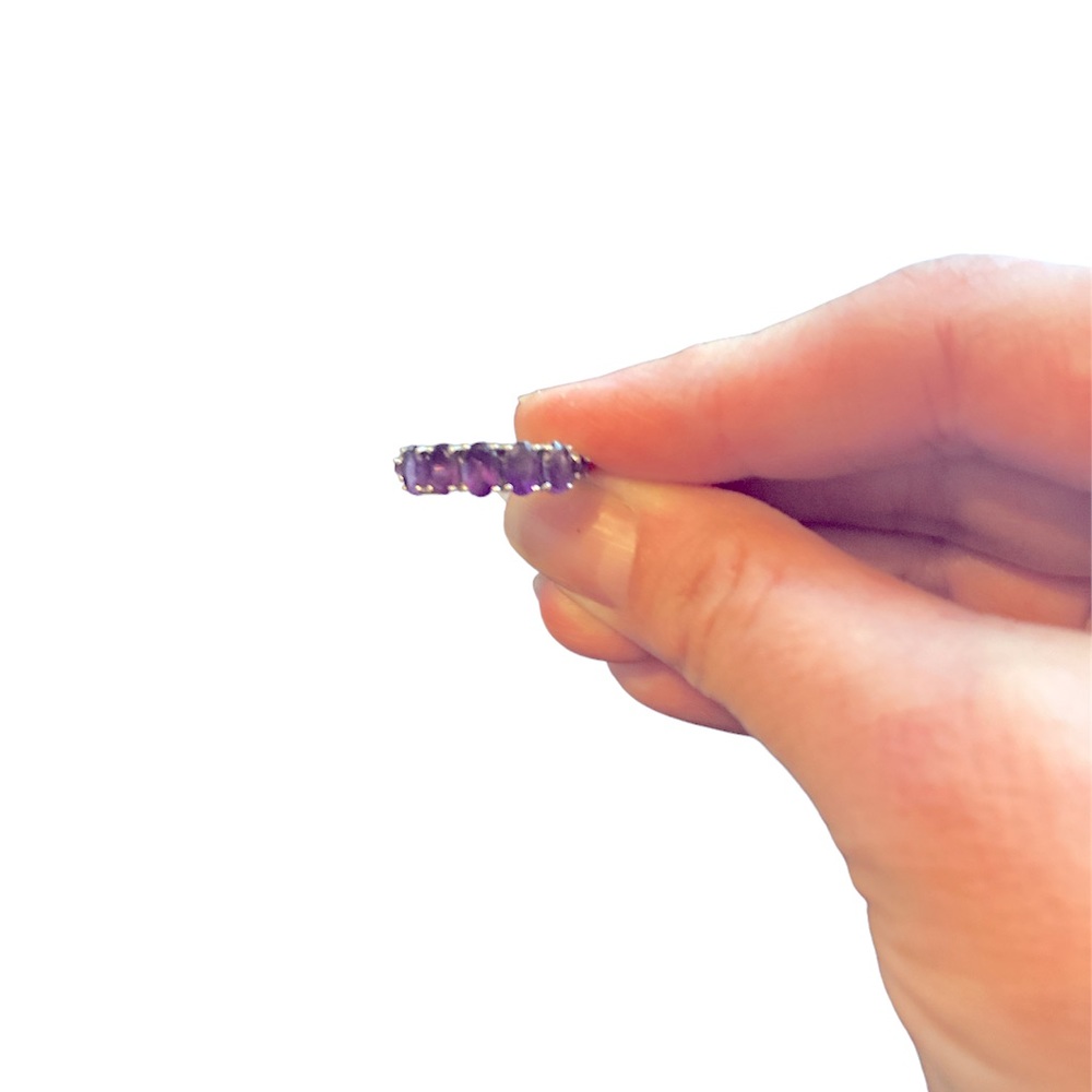 Sterling silver and purple stone ring